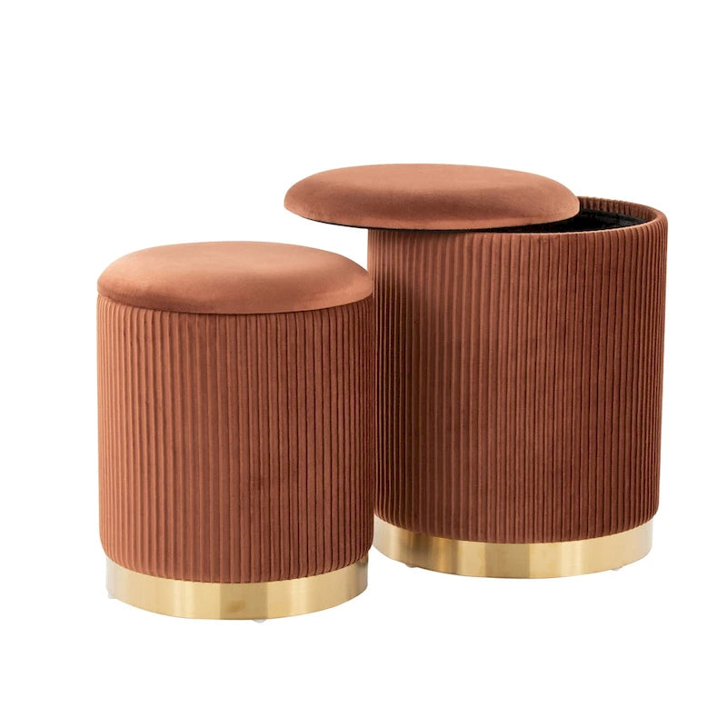 Set di pouf a incastro pieghettati contemporanei Corday Silver Orchid
