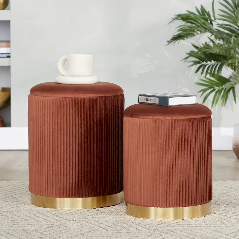 Set di pouf a incastro pieghettati contemporanei Corday Silver Orchid