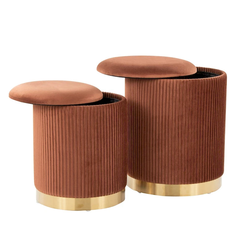 Set di pouf a incastro pieghettati contemporanei Corday Silver Orchid