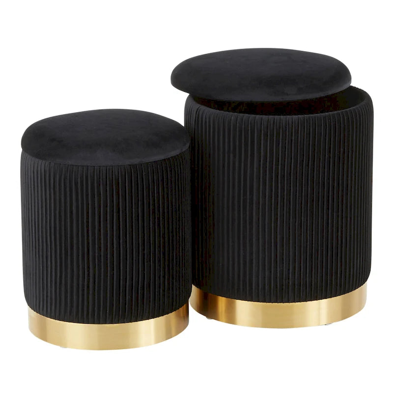 Set di pouf a incastro pieghettati contemporanei Corday Silver Orchid