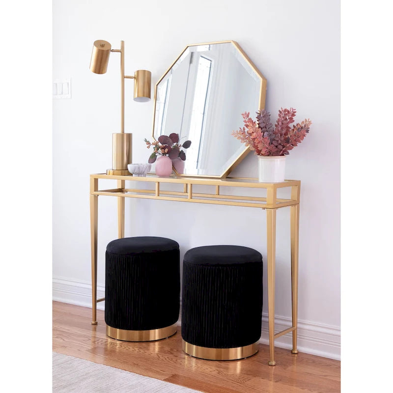 Set di pouf a incastro pieghettati contemporanei Corday Silver Orchid
