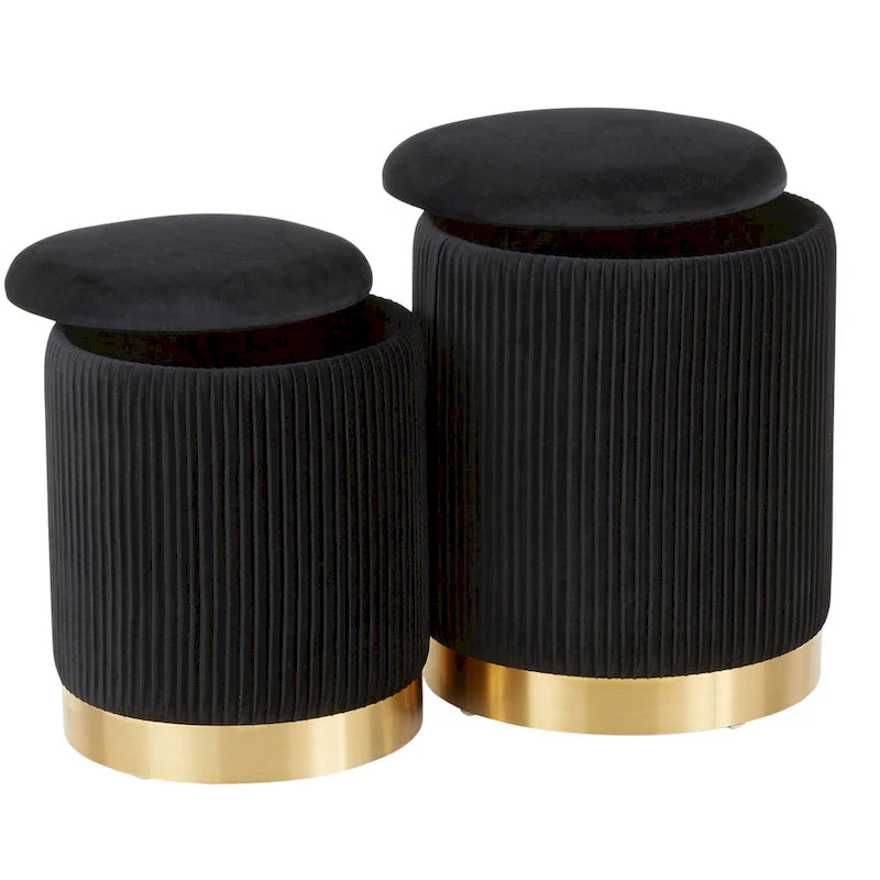 Set di pouf a incastro pieghettati contemporanei Corday Silver Orchid