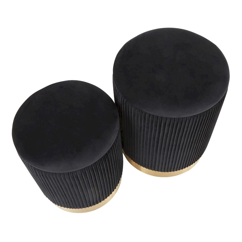 Set di pouf a incastro pieghettati contemporanei Corday Silver Orchid