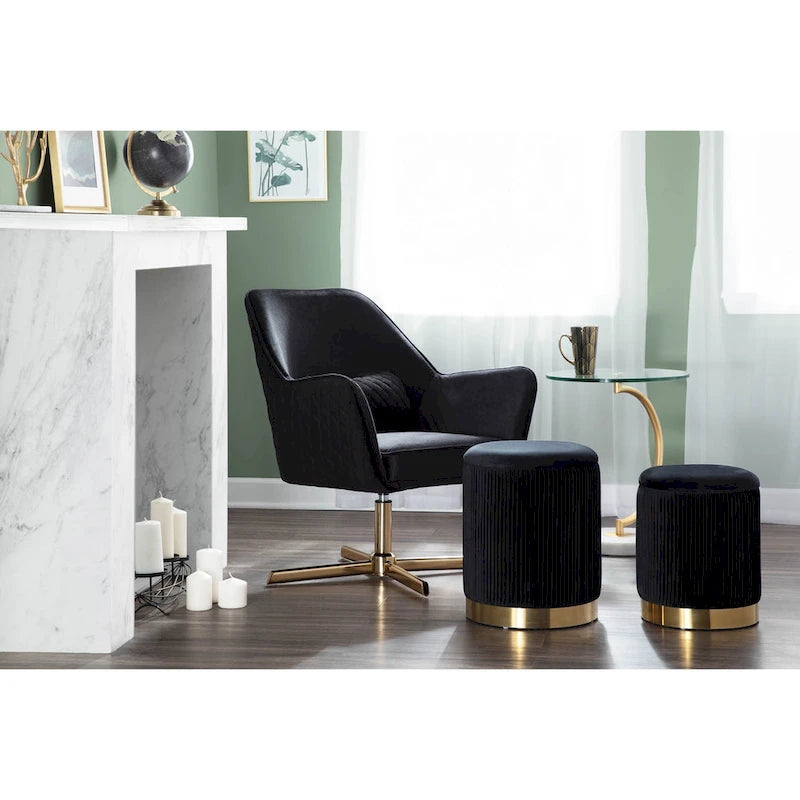 Set di pouf a incastro pieghettati contemporanei Corday Silver Orchid