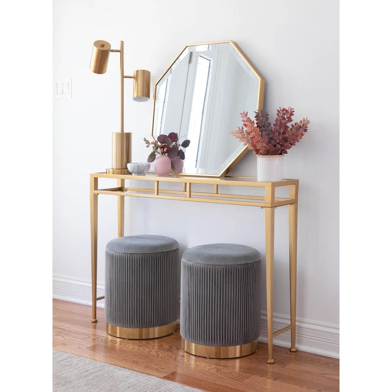 Set di pouf a incastro pieghettati contemporanei Corday Silver Orchid