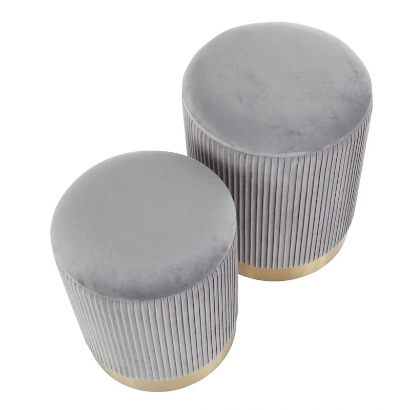 Set di pouf a incastro pieghettati contemporanei Corday Silver Orchid