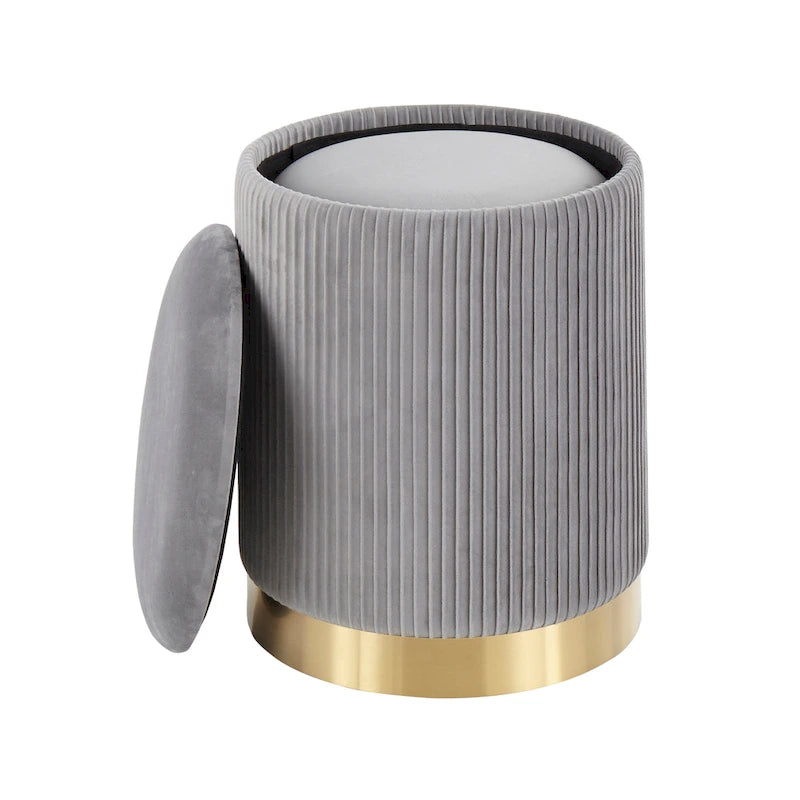Set di pouf a incastro pieghettati contemporanei Corday Silver Orchid