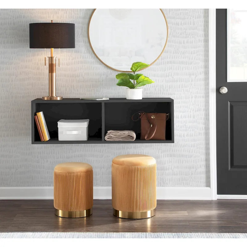 Set di pouf a incastro pieghettati contemporanei Corday Silver Orchid