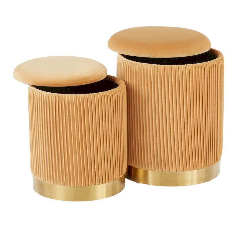 Set di pouf a incastro pieghettati contemporanei Corday Silver Orchid