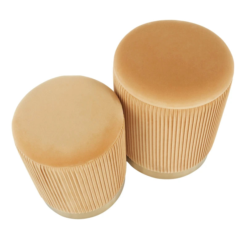 Set di pouf a incastro pieghettati contemporanei Corday Silver Orchid