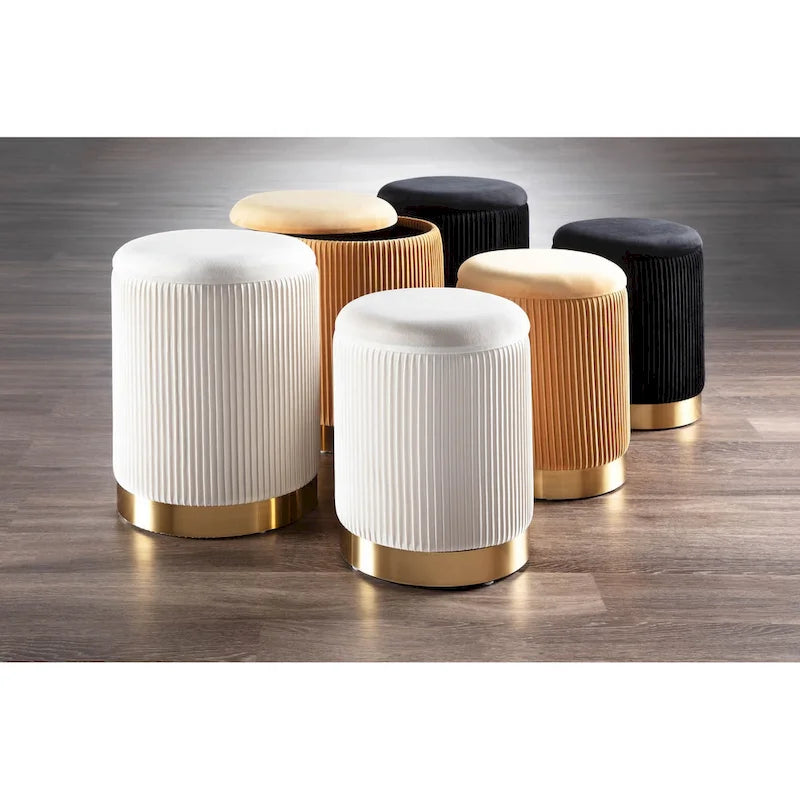 Set di pouf a incastro pieghettati contemporanei Corday Silver Orchid