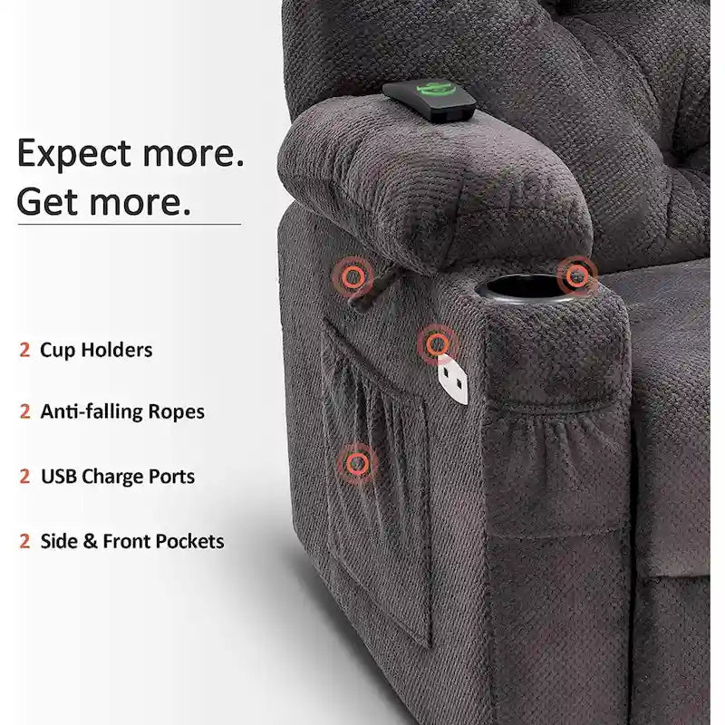 MCombo Electric Power Swivel Glider Recliner Chair with Cup and USB Ports for Nursery, Fabric 7797