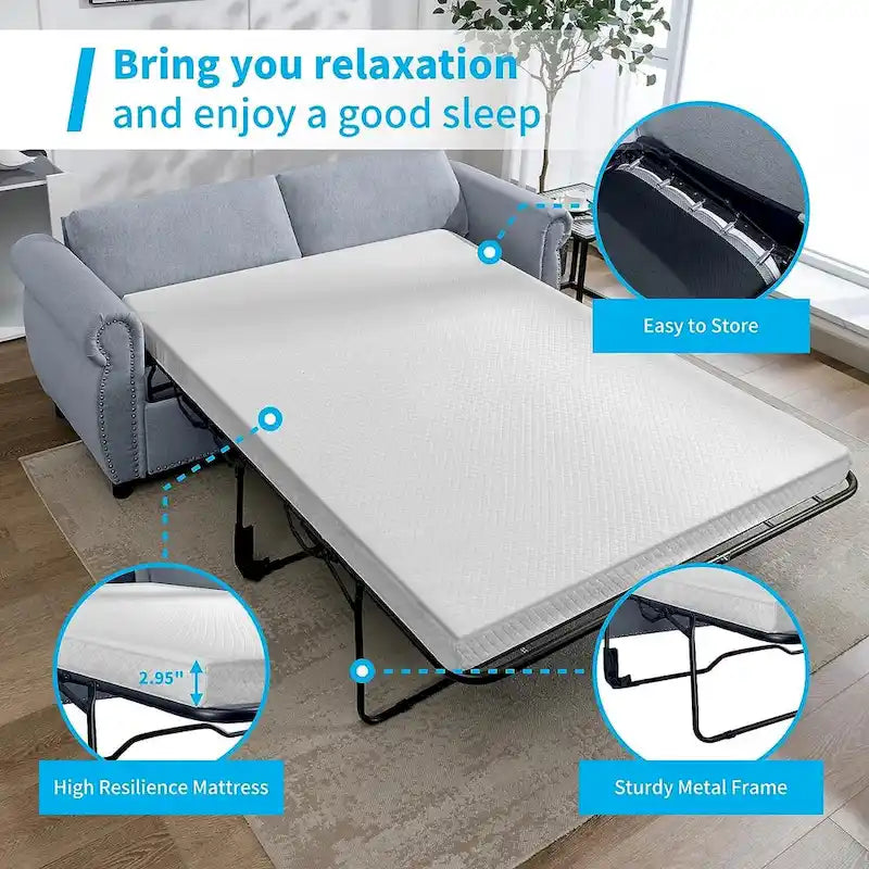 Mixoy Divano Letto Estraibile 2 in 1 con Materasso, Divanetto Imbottito Convertibile con Borchie