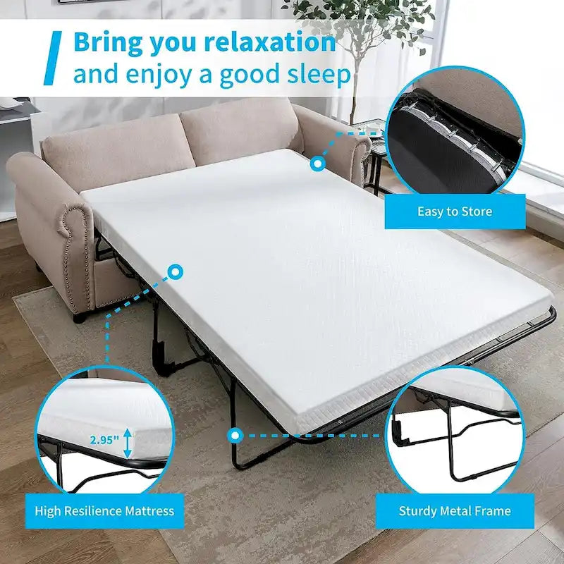 Mixoy Divano Letto Estraibile 2 in 1 con Materasso, Divanetto Imbottito Convertibile con Borchie