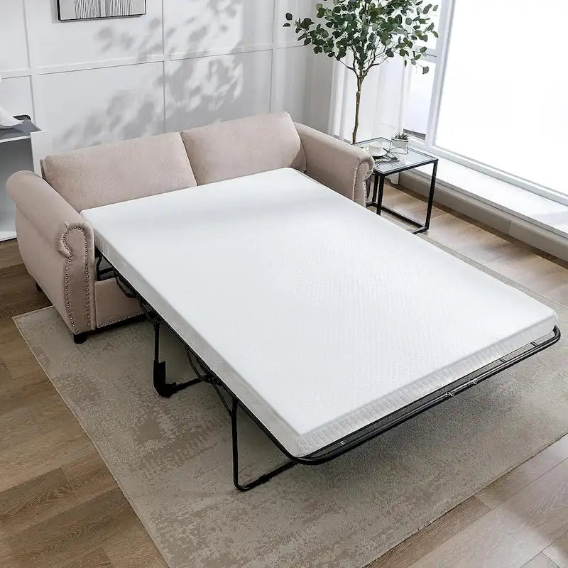 Mixoy Divano Letto Estraibile 2 in 1 con Materasso, Divanetto Imbottito Convertibile con Borchie