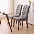 Fabric Upholstered Tufted High Back Dining Chairs with Nailhead Trim Set of 2
