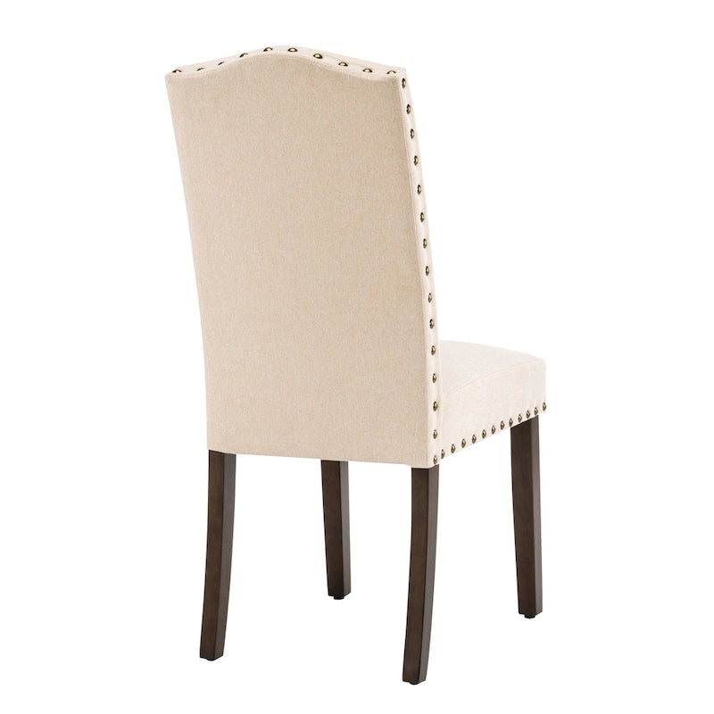 Fabric Upholstered Tufted High Back Dining Chairs with Nailhead Trim Set of 2