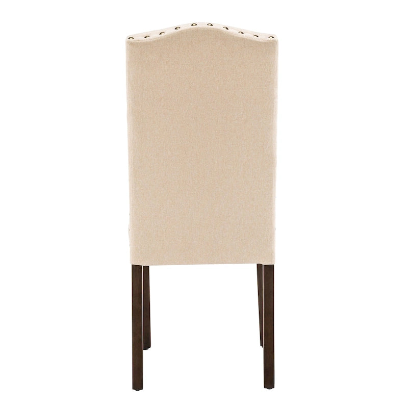 Fabric Upholstered Tufted High Back Dining Chairs with Nailhead Trim Set of 2