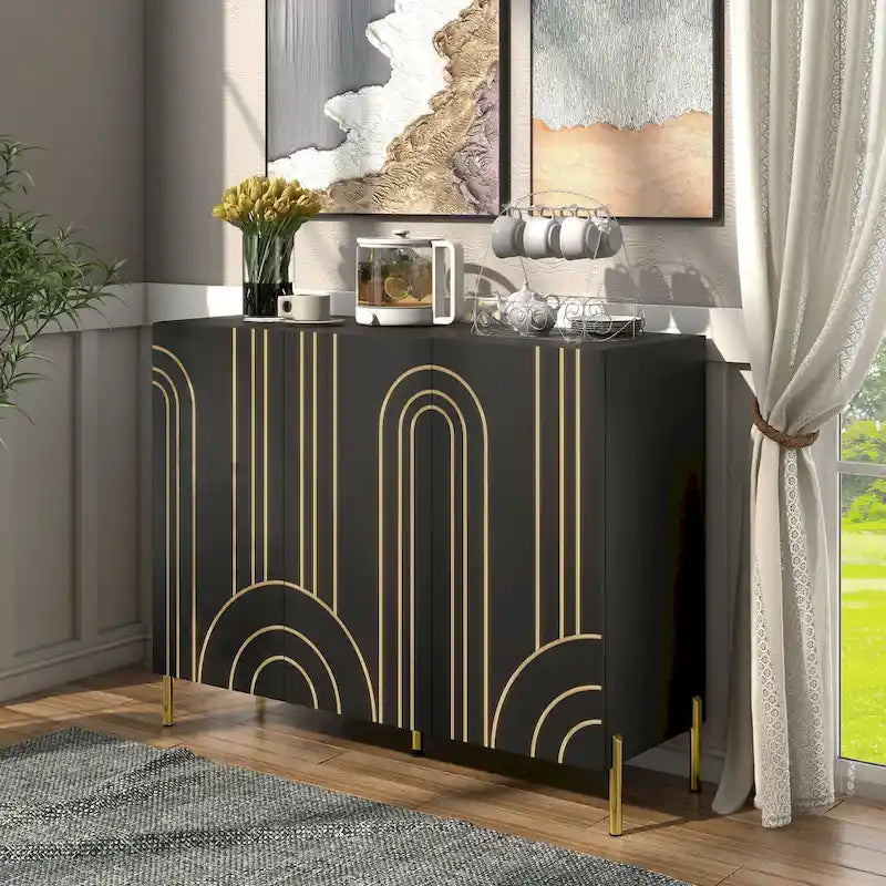 DH BASIC Madia da sala da pranzo moderna regolabile a 4 ripiani con armadietto di Denhour