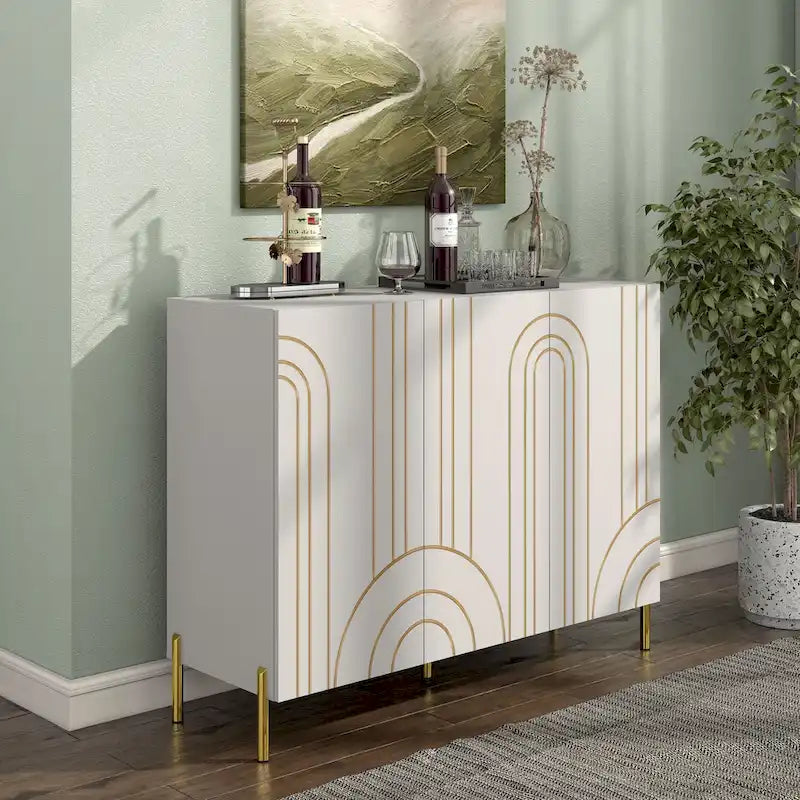 DH BASIC Madia da sala da pranzo moderna regolabile a 4 ripiani con armadietto di Denhour