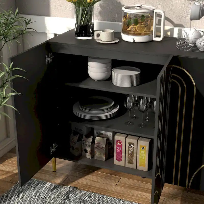 DH BASIC Madia da sala da pranzo moderna regolabile a 4 ripiani con armadietto di Denhour