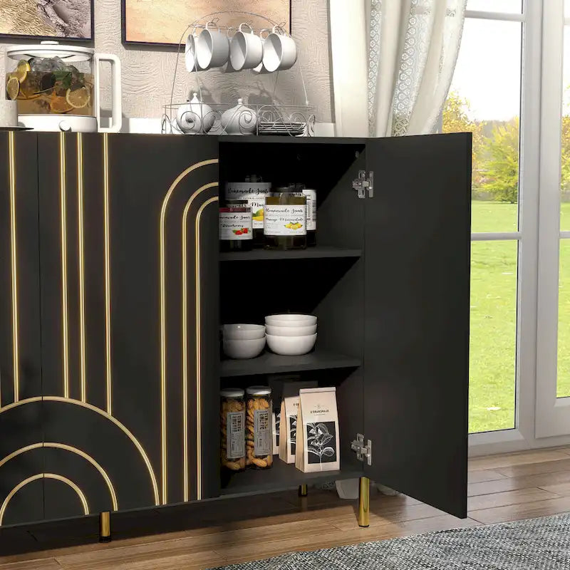 DH BASIC Madia da sala da pranzo moderna regolabile a 4 ripiani con armadietto di Denhour