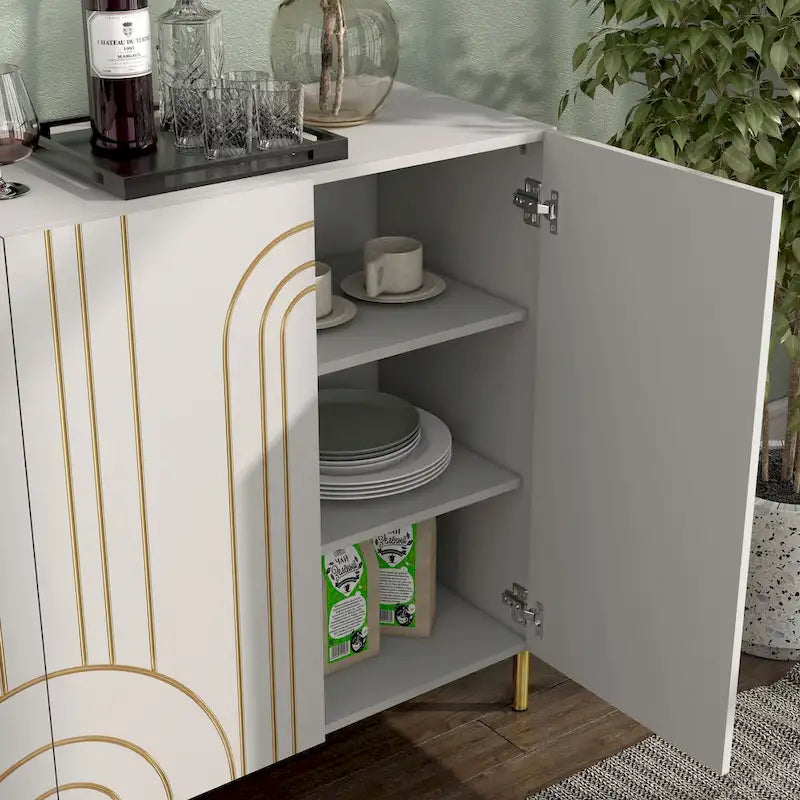 DH BASIC Madia da sala da pranzo moderna regolabile a 4 ripiani con armadietto di Denhour