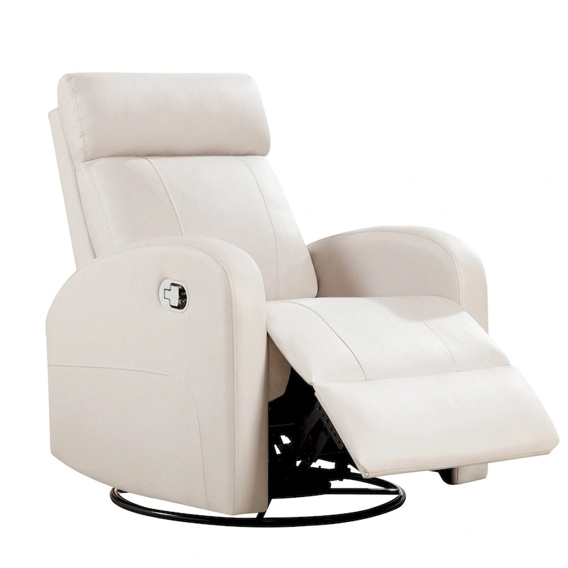 HOMYKA Modern Faux Leather Rocking Recliner with Swivel