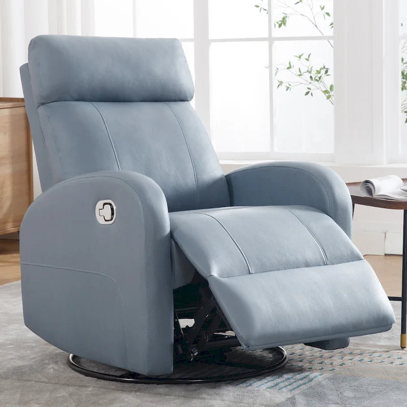 HOMYKA Modern Faux Leather Rocking Recliner with Swivel