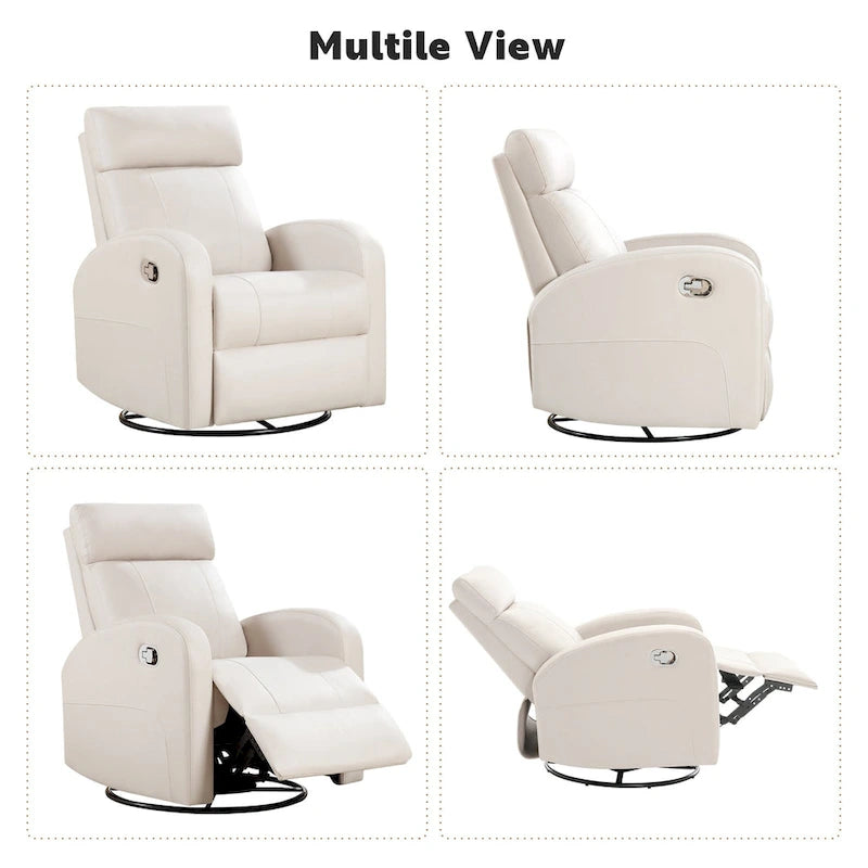 HOMYKA Modern Faux Leather Rocking Recliner with Swivel