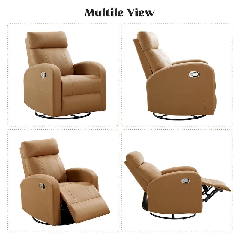 HOMYKA Modern Faux Leather Rocking Recliner with Swivel