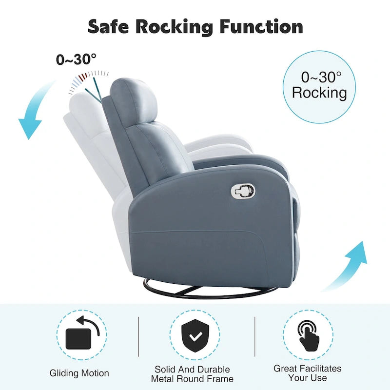 HOMYKA Modern Faux Leather Rocking Recliner with Swivel
