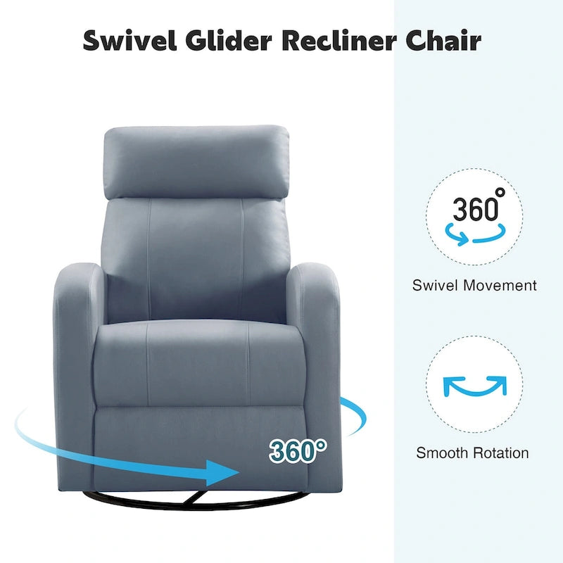 HOMYKA Modern Faux Leather Rocking Recliner with Swivel