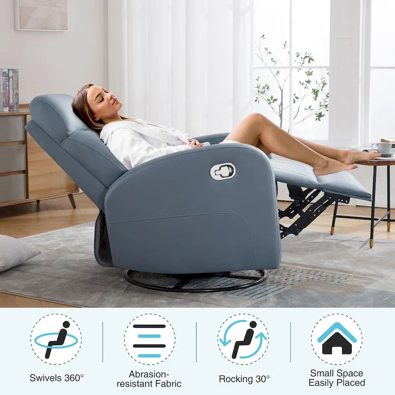 HOMYKA Modern Faux Leather Rocking Recliner with Swivel