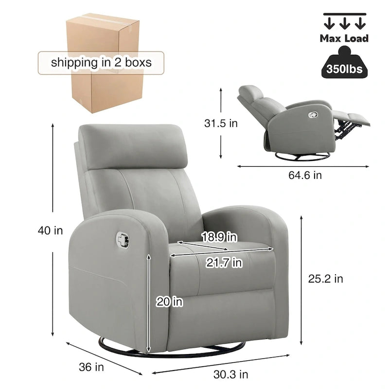 HOMYKA Modern Faux Leather Rocking Recliner with Swivel