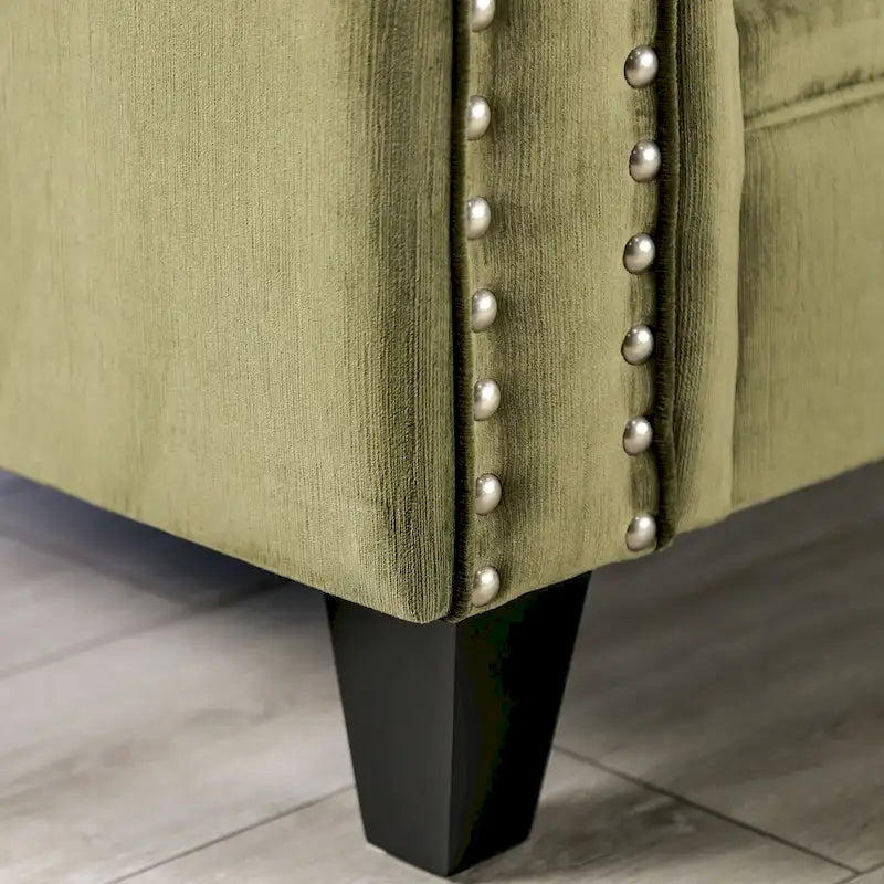 Set da soggiorno 2 pezzi Olie Transitional Green Microfiber Sloped Arms di Furniture of America