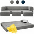 Mixoy Queen Divano Letto Futon Convertibile in Velluto con 3 Pouf, Memory Foam, Divano Letto Pieghevole
