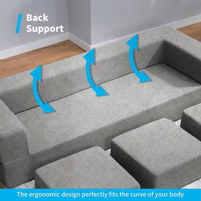 Mixoy Queen Divano Letto Futon Convertibile in Velluto con 3 Pouf, Memory Foam, Divano Letto Pieghevole