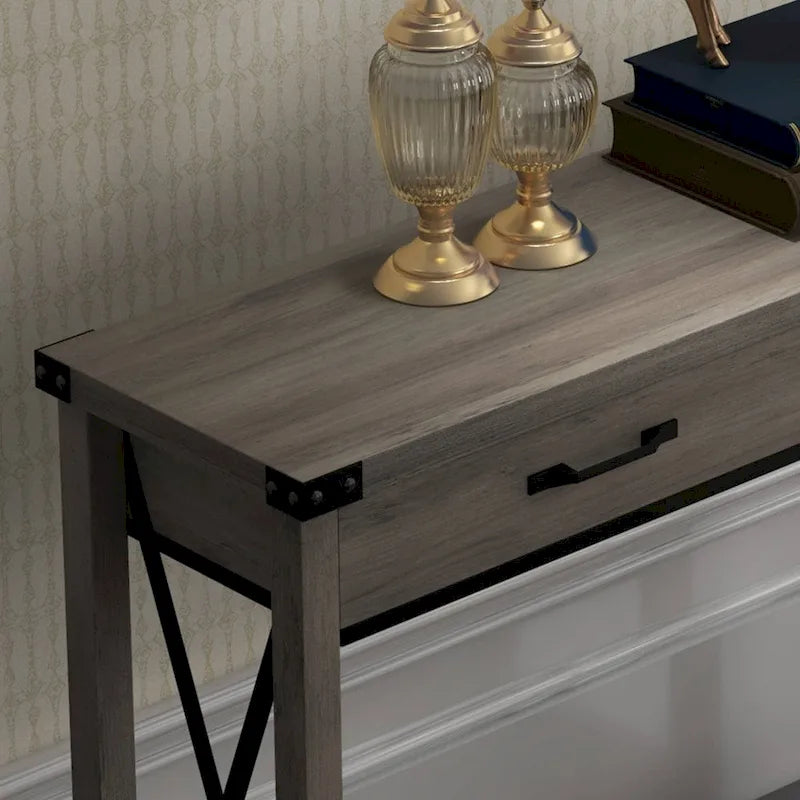 Narrow Sofa Table with 2 Drawers for Entryway