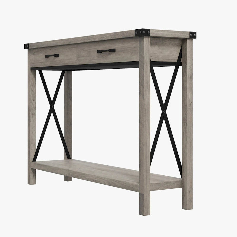 Narrow Sofa Table with 2 Drawers for Entryway