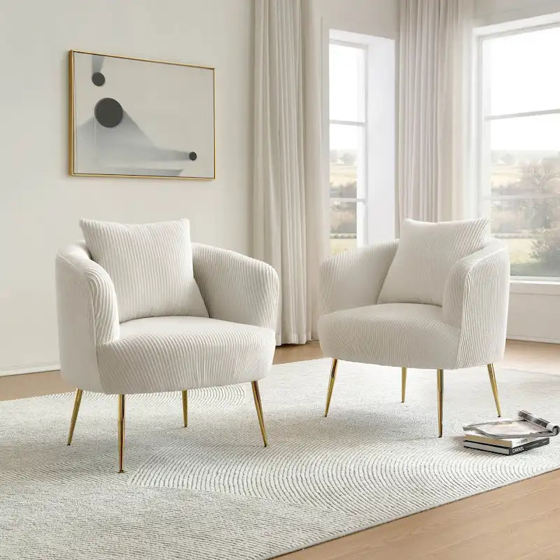 Art Leon Set of 2 Velvet Accent Side Chair with Back Cushion