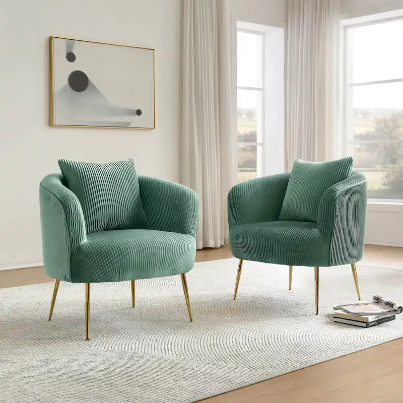 Art Leon Set of 2 Velvet Accent Side Chair with Back Cushion