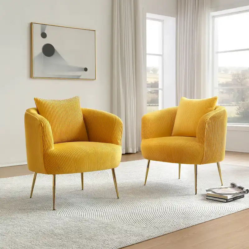 Art Leon Set of 2 Velvet Accent Side Chair with Back Cushion