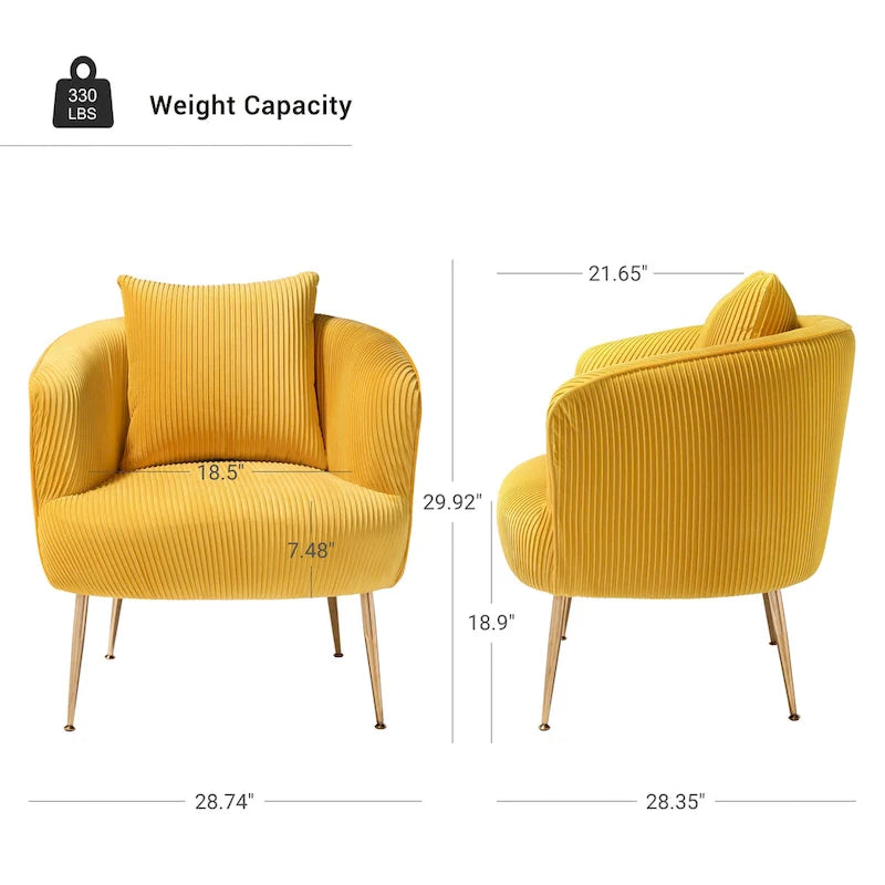 Art Leon Set of 2 Velvet Accent Side Chair with Back Cushion
