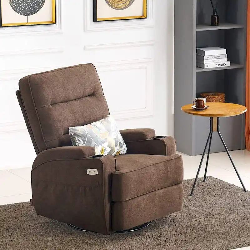 Poltrona reclinabile girevole elettrica MCombo con calore e massaggio, tessuto 7752