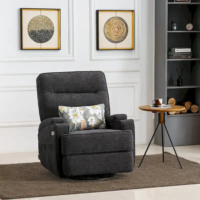 Poltrona reclinabile girevole elettrica MCombo con calore e massaggio, tessuto 7752