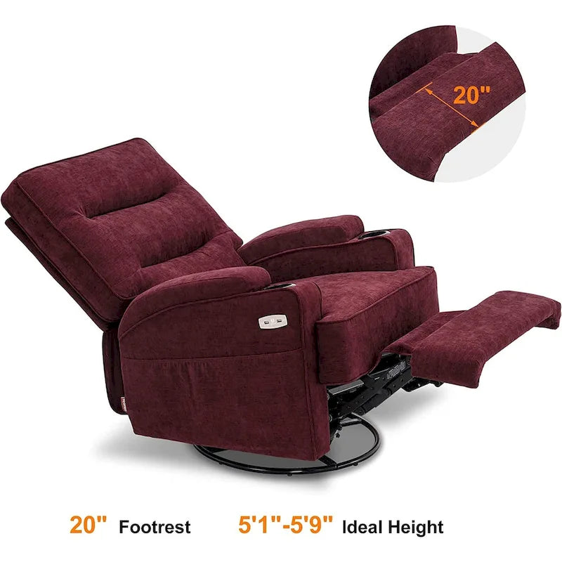 Poltrona reclinabile girevole elettrica MCombo con calore e massaggio, tessuto 7752