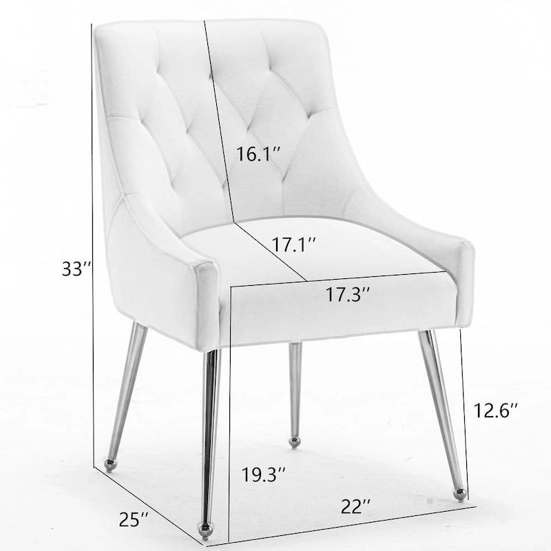 SEYNAR Modern Velvet Dining Chairs Set of 4, Upholstered Accent Chair Tufted Back Armless Chair with Back Pull
