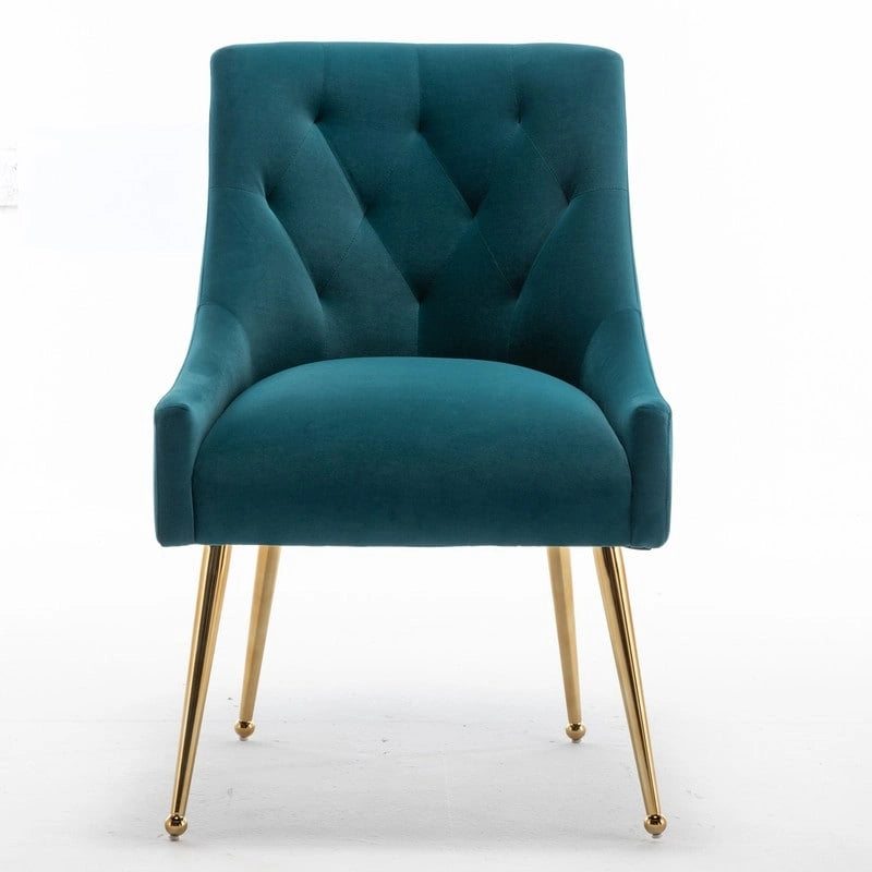 SEYNAR Modern Velvet Dining Chairs Set of 4, Upholstered Accent Chair Tufted Back Armless Chair with Back Pull