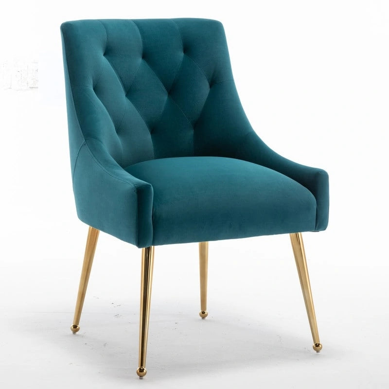 SEYNAR Modern Velvet Dining Chairs Set of 4, Upholstered Accent Chair Tufted Back Armless Chair with Back Pull